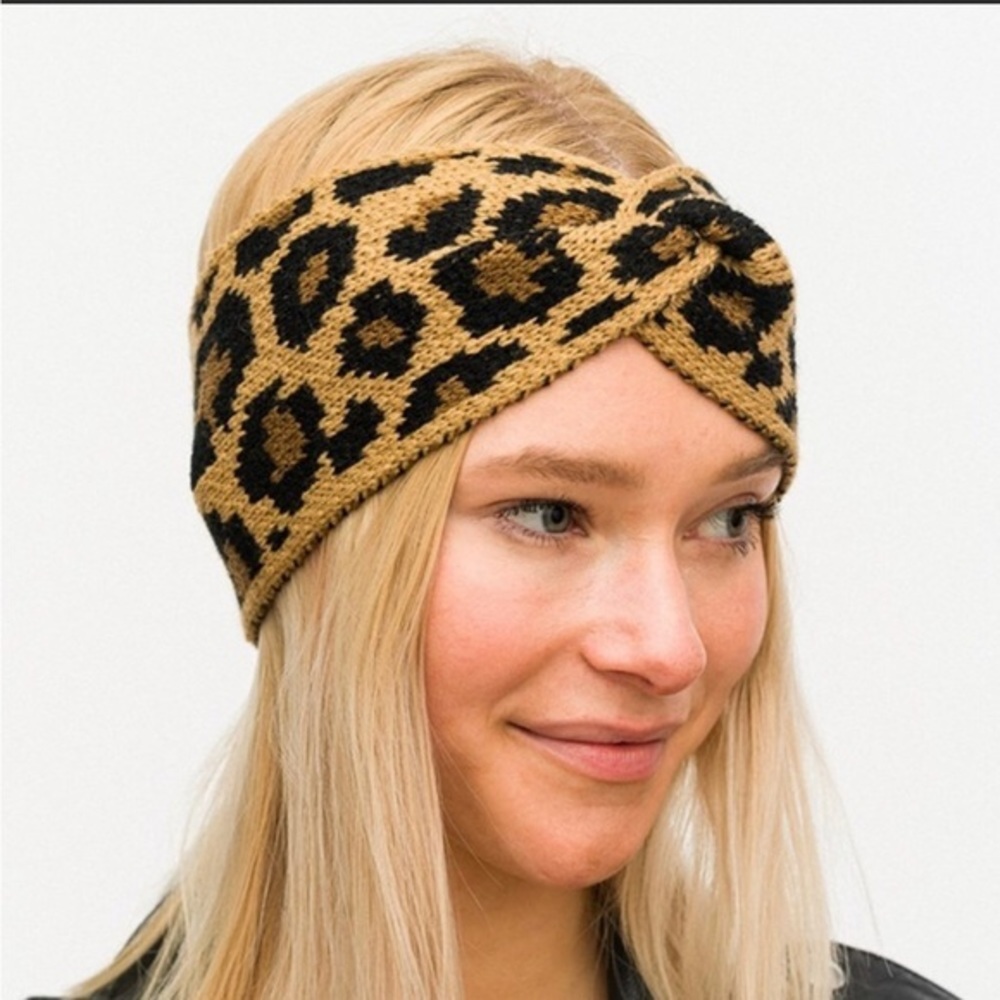 Leopard Print CozyTwist Front Ear Warmers New